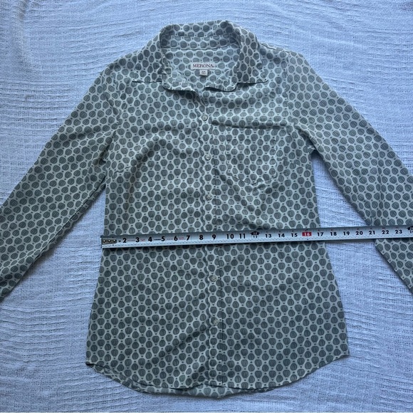 Women’s size Small grey long sleeve air balloon button up shirt blouse Merona - Picture 6 of 7